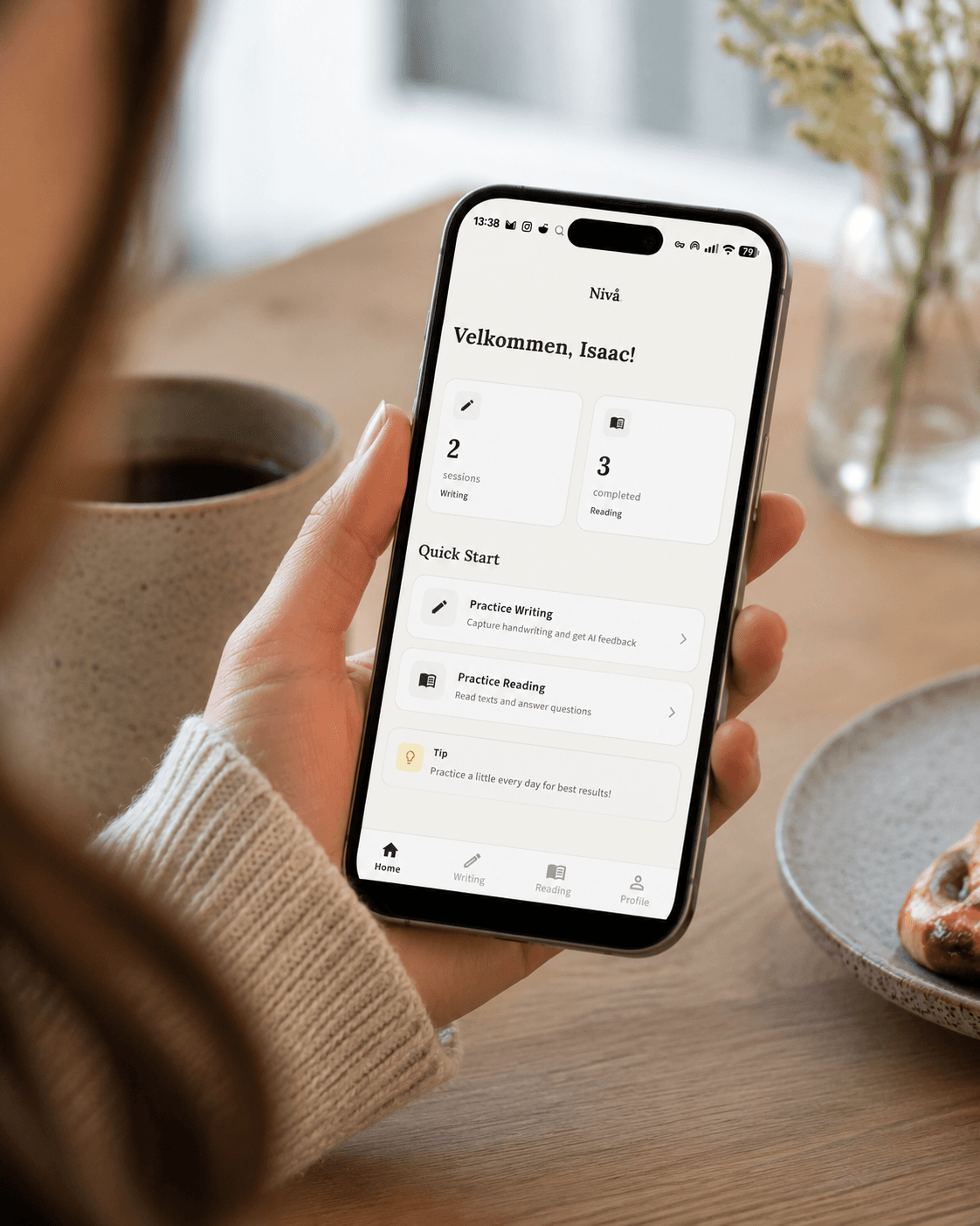 Nivå app — dashboard med Quick Start